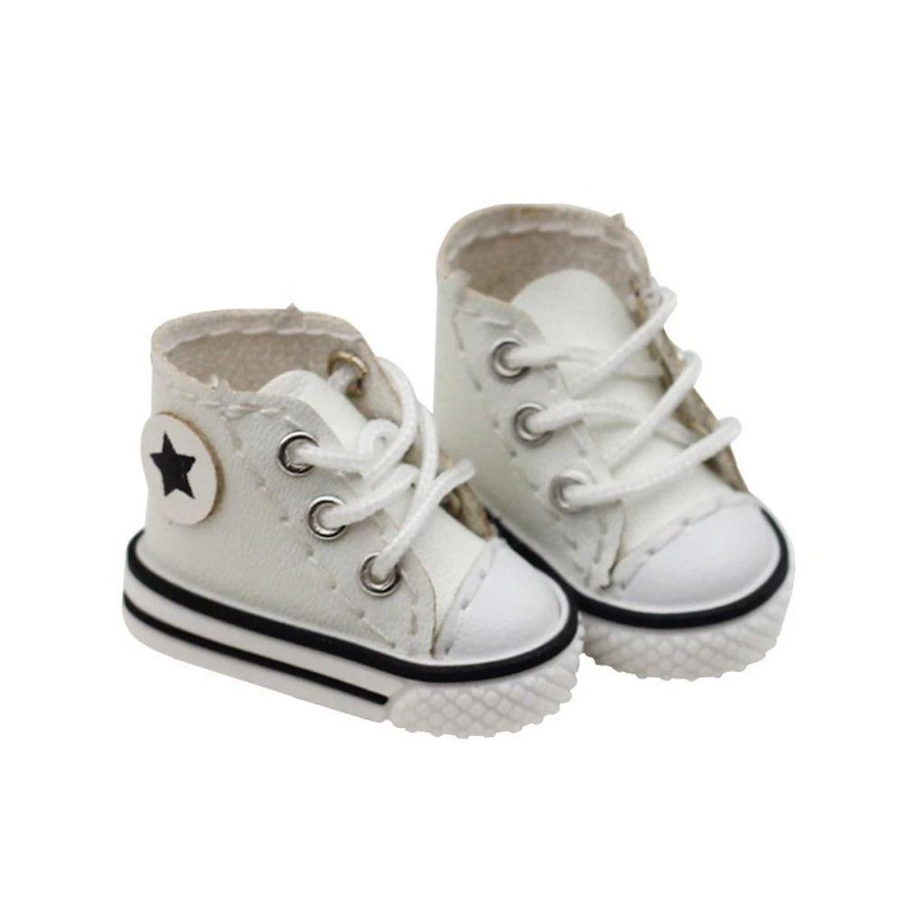 1 Pair Sports Shoes Leather Leather Doll Shoes Shoelace Star Doll Canvas Shoes Mini Casual Dolls Shoes High-Top Canvas Gcs