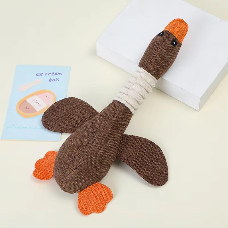 Eco - Friendly Plush Duck Dog Toy with Squeaker for Chewing and Teething - Interactive Pet Supplies Cat Dog Toys