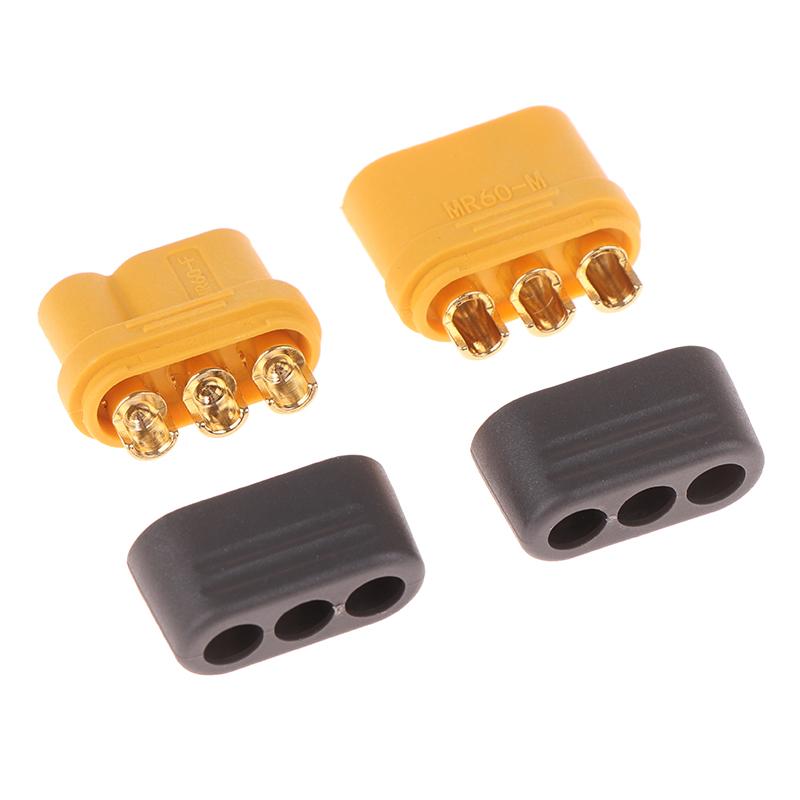 1 Pair Amass Mr60 Plug 3.5Mm 3 Core Connector T Plug Interface Connector Sheathed With Protector Cover For Rc Model