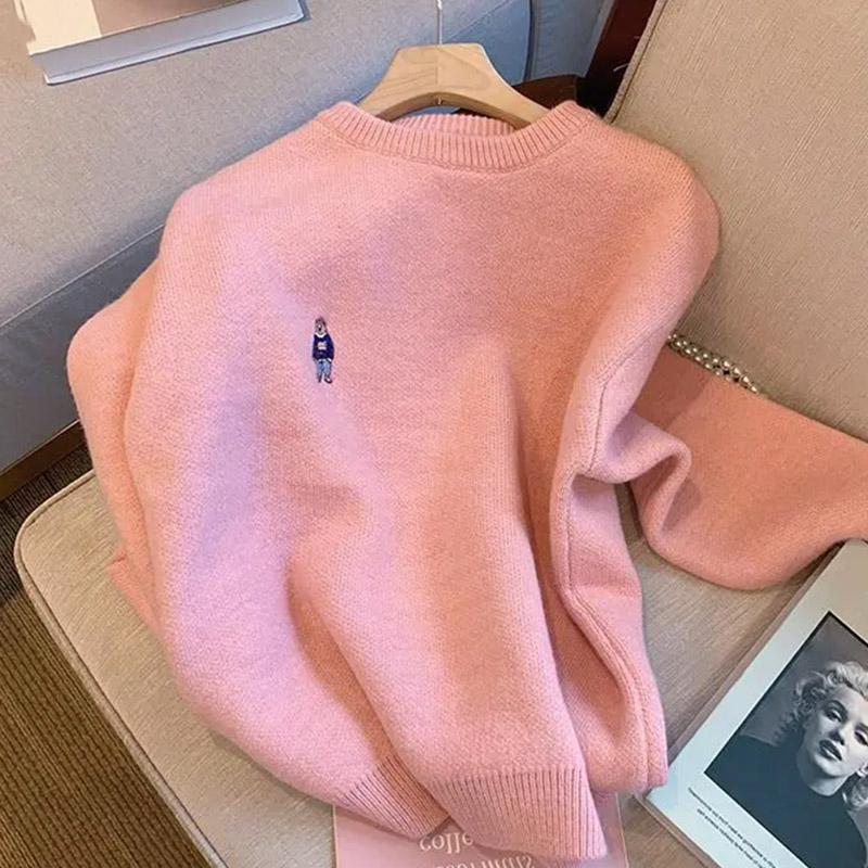 Pullover für Damen Herbst Winter Verdickter Pullover Warm Gestrickt Dehnbar Langarm Oversize Jumper Oberteile