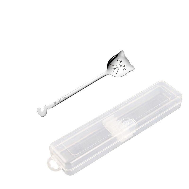 Stainless Steel Cute Cat Spoon Food Grade Cartoon Design For Stirring Coffee Tea Dessert Daily Use