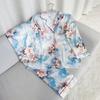 Gradient Florals Silk Pajamas for Women Spring & Fall Suit Loose Long Sleeves Pants Artificial Silk Home Wear Can Be Outwear