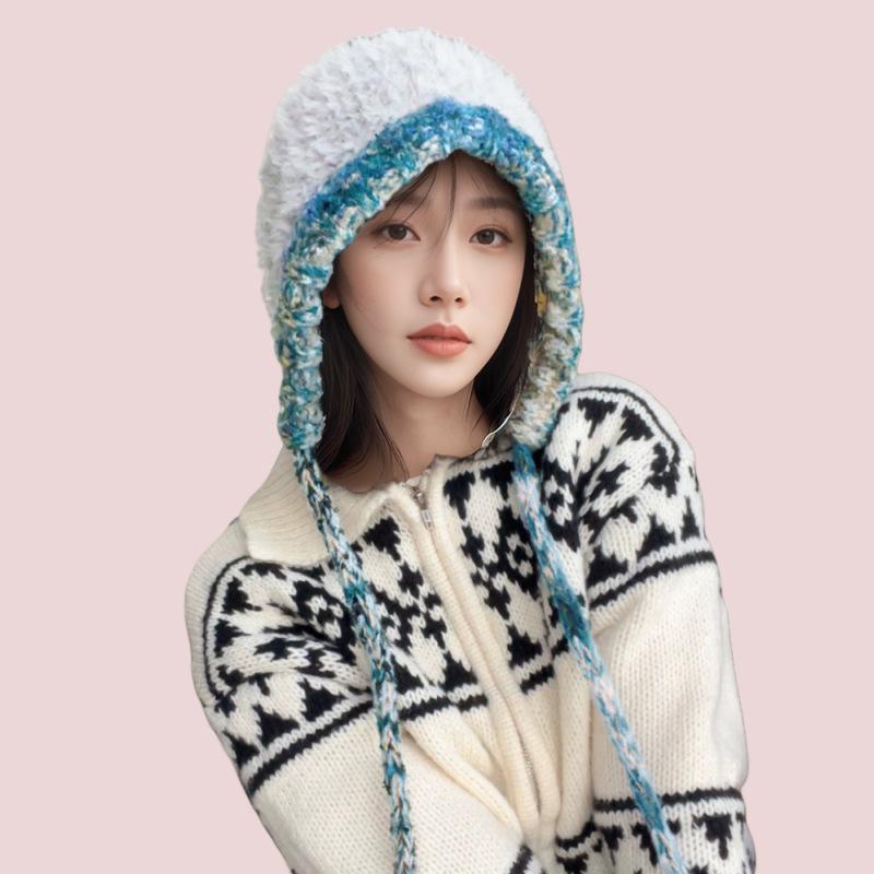 Big head circumference plush flying hat winter windproof ear protection Lei Feng hat red warm and cold knitted wool hat children