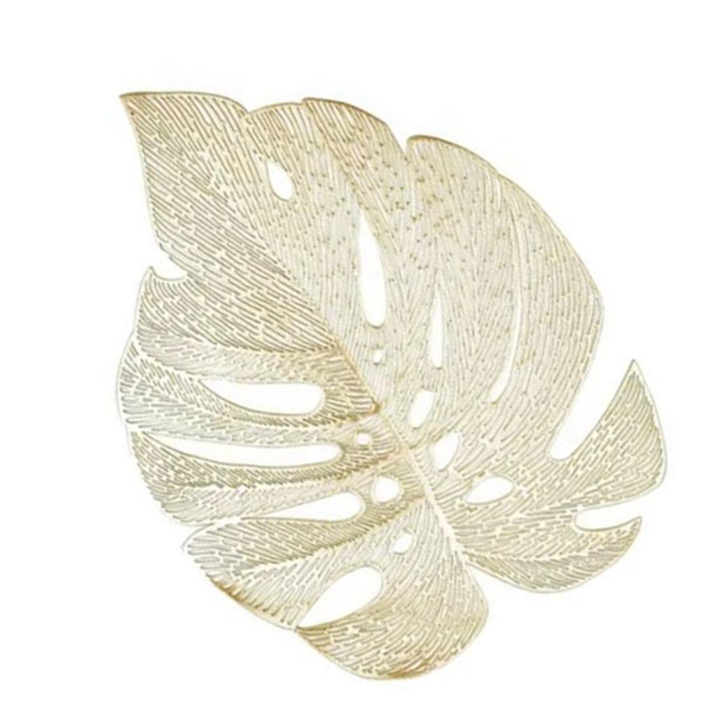 6Pcs Insulation Placemat Hollow Out Simulation Leaf Shape Heat Resistant PVC Table Mat for Kitchen