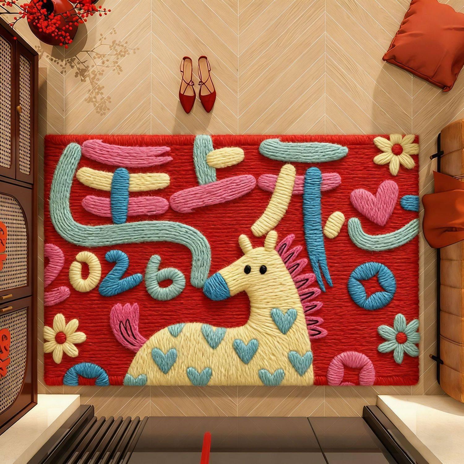

2026 Year of the Horse Diatom Mud Floor Mat - Non-Slip Water Absorbent Rug for Bathroom and Bedroom Entrance 40*60cm - Diatom Mud Second Generation
