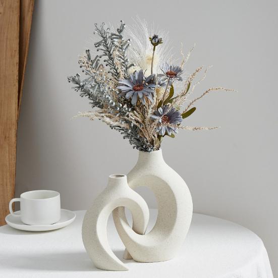 Vase Ornament, Resin Decorative Vase Sculpture, Table Decor for Living Room Bedroom Office Home Balcony Indoor