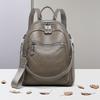 Women's Genuine Leather Backpack - Quilted Rivet Decor Convertible Bag