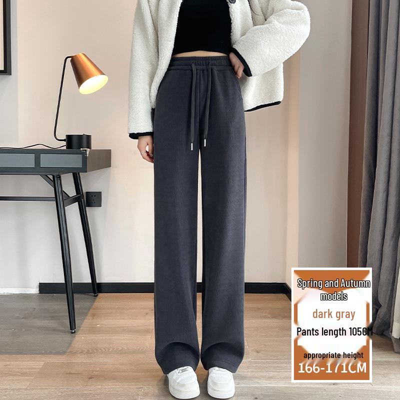 Women's Extra-Long White Lambswool Chenille Wide-Leg Knit Pants for Autumn/Winter (Tall Size 175)