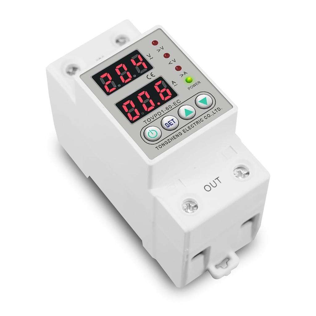 Dispositivo Protetor de Sobretensão e Subtensão Ajustável 230V Relé Protetor Monitor Limite de Corrente 40A 60A 80A 100A 1 Peça(L N 230V 100A)