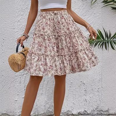 2024 Spring/Summer Floral Fashion Women's Wide-Leg Drape Shorts Skirt Pants