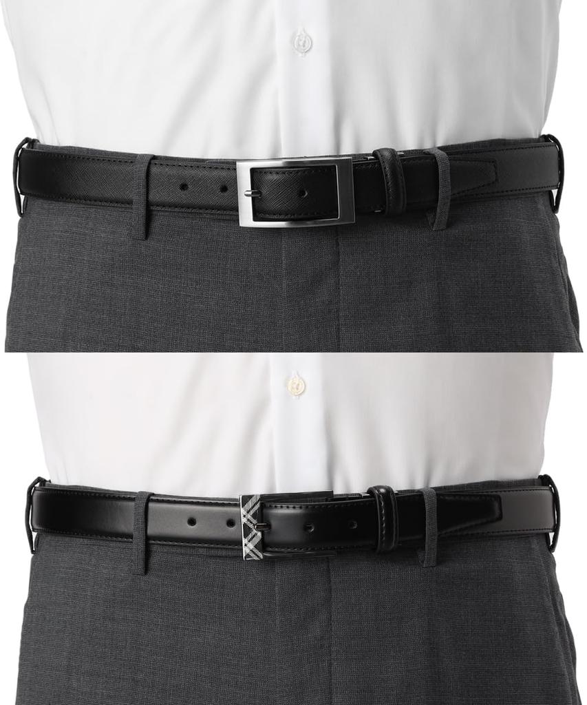 ORIHICA Set aus Businessanzug Verstellbar Echt Geschenkbox Schwarz Nadelstreifen Nakaichi Saffiano Kostenlos Zweiteilige Gürtel, Größe, Leder, Inklusive, Herren Karomuster/Schwarz