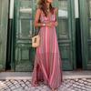 Women's  Summer Boho Print V-Neck Spaghetti Strap Slit Midi Dress, INS Style Bohemian Casual Dress for Women, Crossborder Foreign Trade