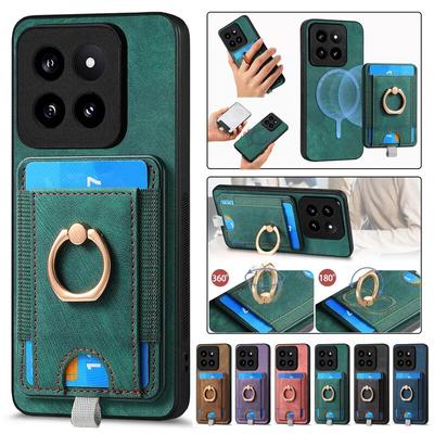 Ring Draadloze lederen portemonnee telefoonhoes voor XiaoMi 14 Pro 13T 12T POCO F5 X5 X4 M5 M4 M3 RedMi Note 13 12 Pro Plus Google Pixel 8 Pro 7 6 Flip Cover