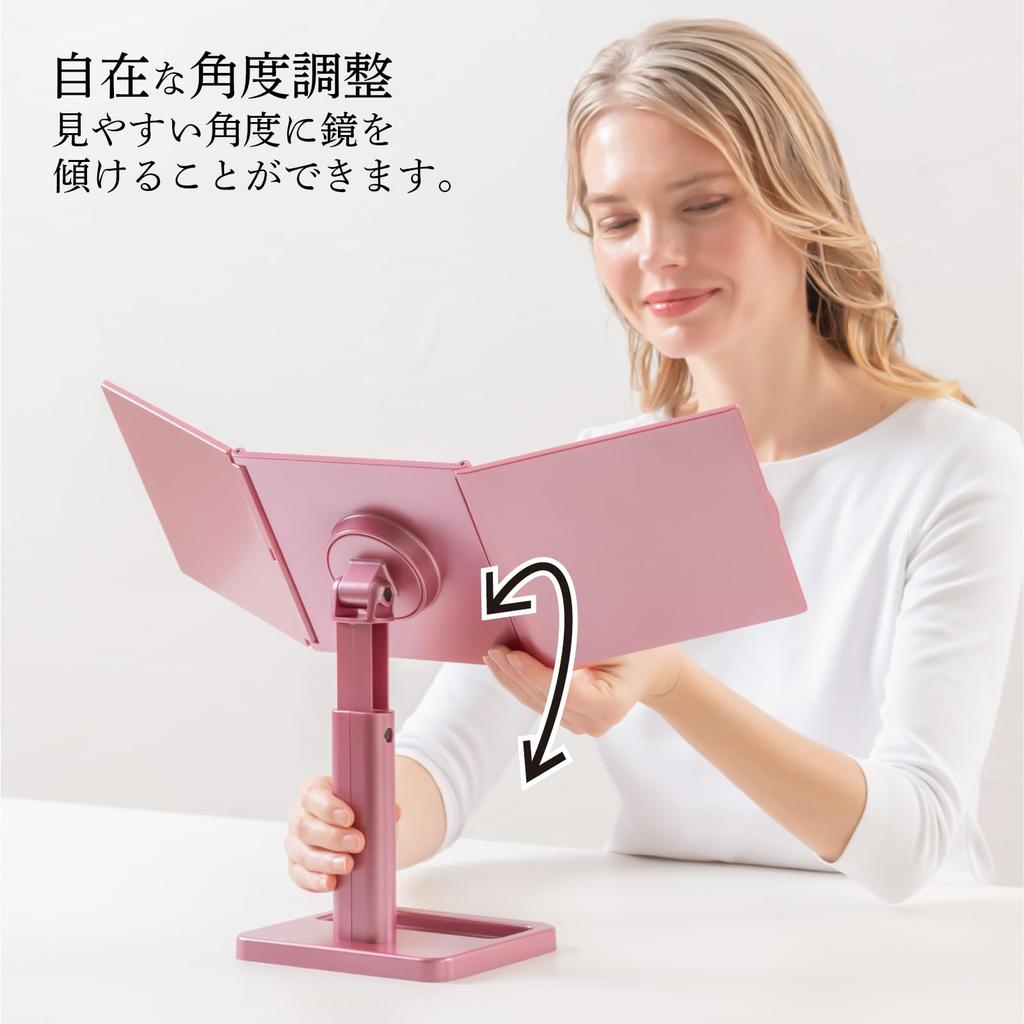 Napure Mirror for Hair Dyeing Wigs 3WAY Napure Mirror Pink Mirror Makeup Mirror Birthday Respect for the Aged Day Gift 3-sided