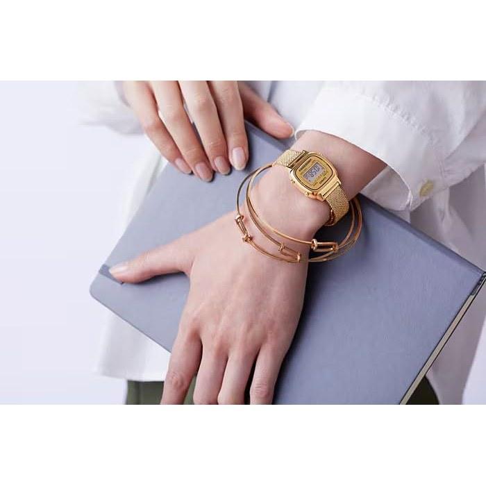 CASIO wristwatch ladies digital design LA670WEMY-9 gold mesh band overseas model