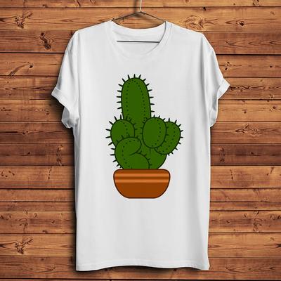 Special Middle Finger CactusFunny Humorous T ShirtUnisex New White Casual Short Sleeve TshirtHipster Streetwear Unisex Tee