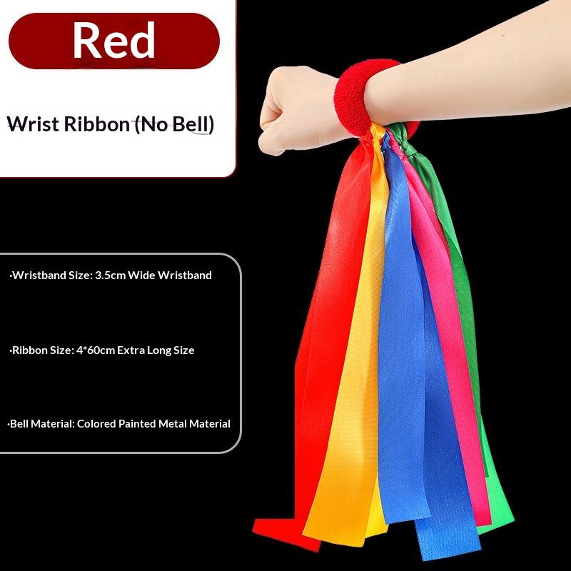

Children S Wrist Ribbon Team Sports Pompom Cheerleading Big Match Pom Club Dance Props Elastic Bracelet With Elastic Rope No Bell красный