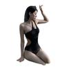 Swimsuit Women's One-piece Black Solid Color Sexy One-shoulder Pop Model Slimming Belly-covering Internet Celebrity High-end Hot