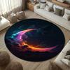 Round Abstract Celestial Pattern Flannel Rug Printed Design Modern Art Decor Soft Anti Slip Carpet For Living Room