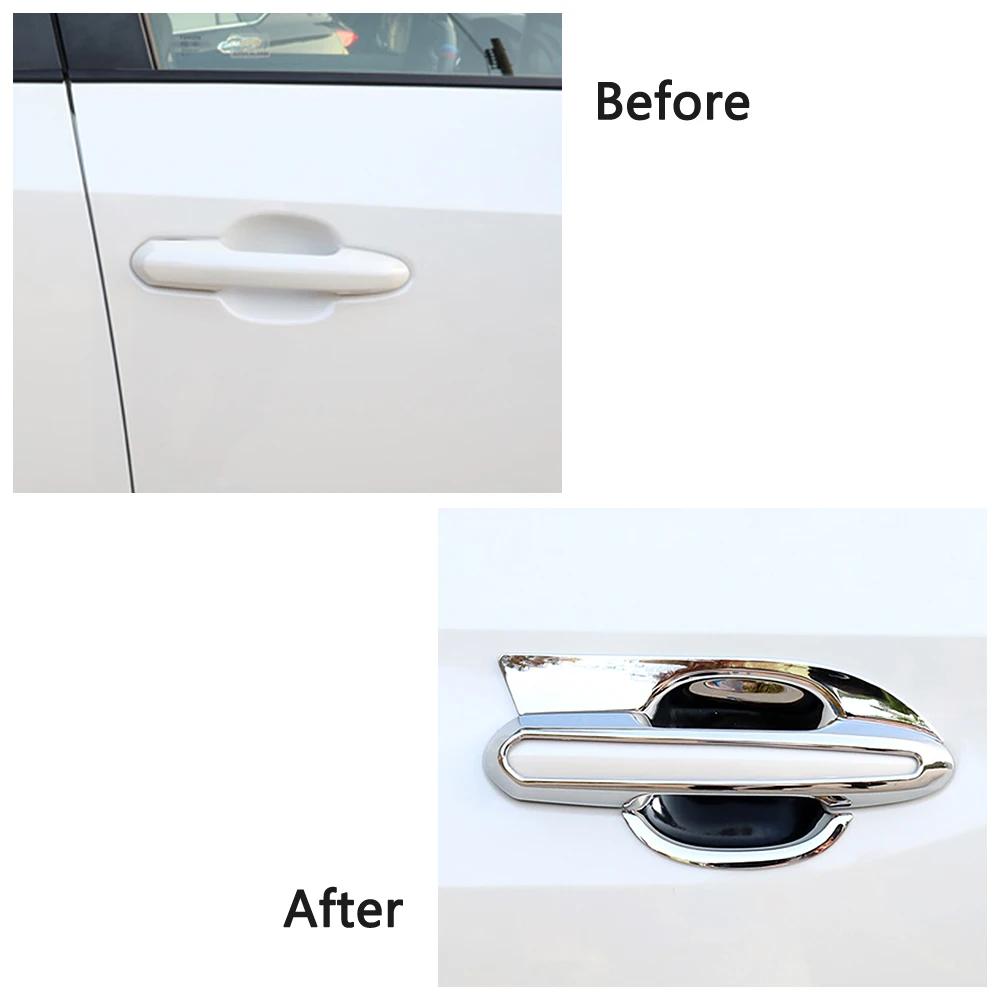Carbon Fiber Printed For Toyota Rav4 RAV 4 2019-2024 Exterior Side Door Handle Cover Moulding Chrome Door Bowl Trim Frame Bezel