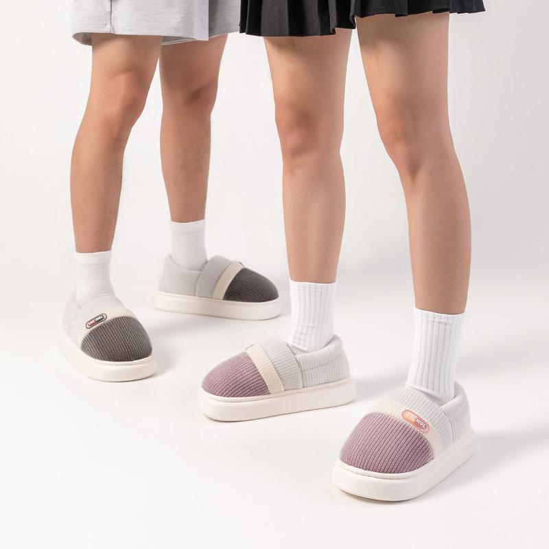 thick-soled cotton slippers women's bags and autumn and winter outer wear new indoor home non-slip and warm plush cotton shoes men