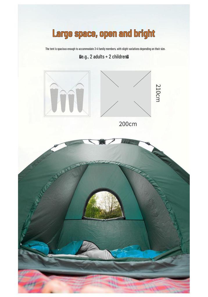 Double Person Automatic Tent: Thickened, Rainproof & Sun-Protective for Outdoor, Wild Camping or Beach Use