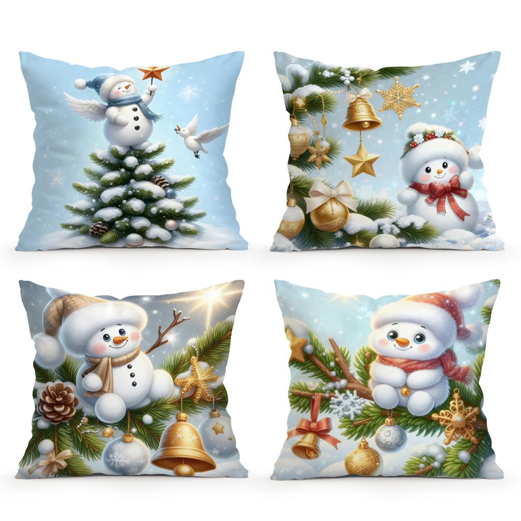 45X45Cm Cartoon Christmas Snowman Pillowcase Bedroom Sofa Cushion Cover 100% Polyester Living Room Cushion Pillowcase Home Decor