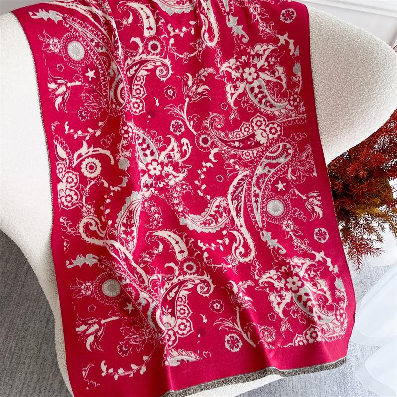 Luxury Brand Cashmere Women Floral Scarf Winter Warm Shawl and Wrap Bandana Pashmina Female Foulard Square Thick Blanket Poncho