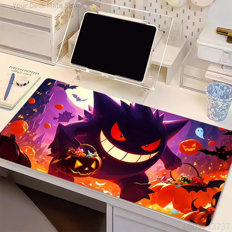 Large Mouse Pad P-Pokemon Gengar Carpet Laptop Gamer Keyboard Mat HD Print Mousepad Edge White Tassel Natural Rubber Table Mat