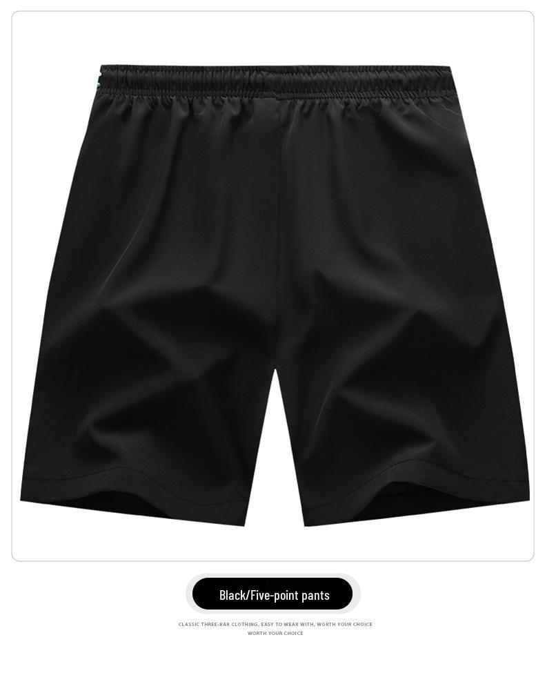 Men's 2025 Summer Reflective Sports Shorts - Ice Silk, Zipper, Four-Way Stretch, Casual Five-Point Pants
