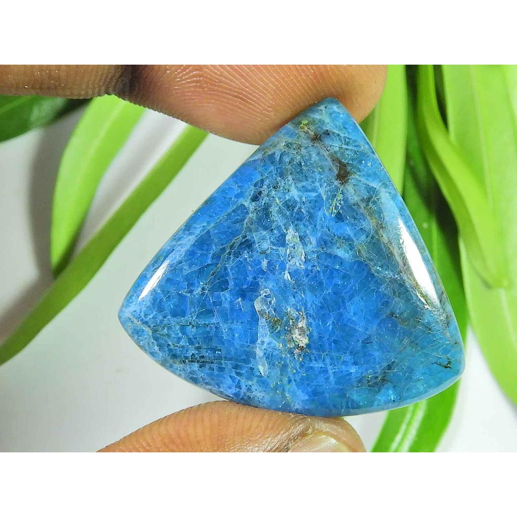 42Cts Genuine Neon Blue Apatite Pear Crystal Cabochon Loose Gemstone 30X33MM SK-2110