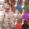 Spring and Autumn New Dress Printed Pendulum Temperament Chiffon Floral Slim Dress