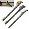 3pcs Mini Wire Brush Set Cleaning Welding Slag Scratch Wire Bristles Brush Steel/Nylon/Brass Brush Metal Cleaner for Paint Rust