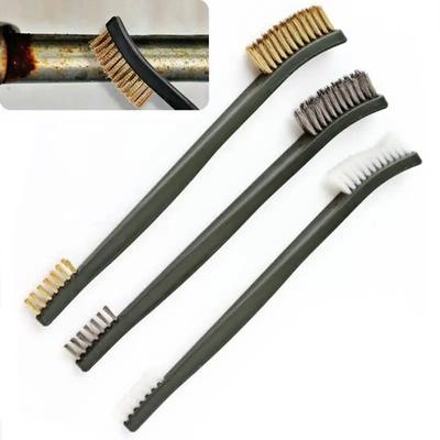 3pcs Mini Wire Brush Set Cleaning Welding Slag Scratch Wire Bristles Brush Steel/Nylon/Brass Brush Metal Cleaner for Paint Rust