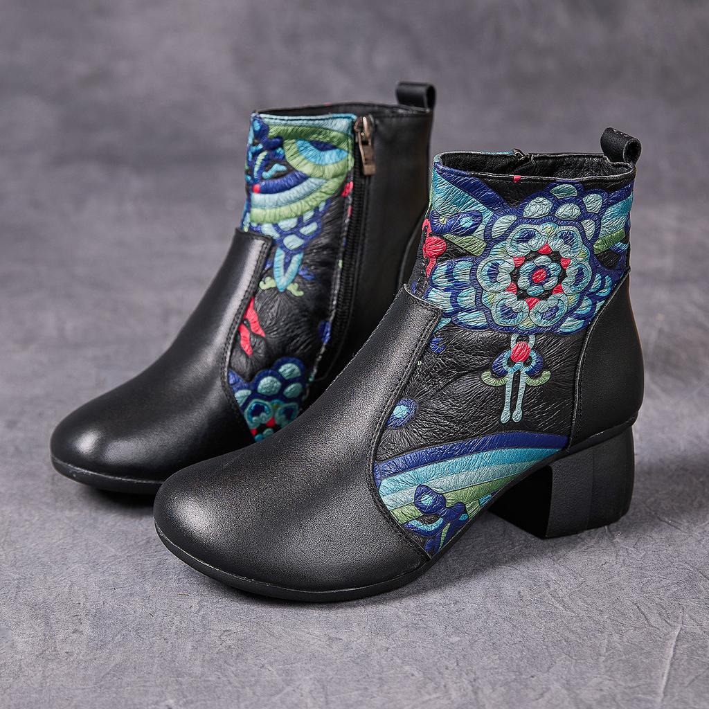 GKTINOO Winter Warm Fur Genuine Leather High Heels Ankle Boots For Women Boots Side Zipper Soft Comfort Personality Botas