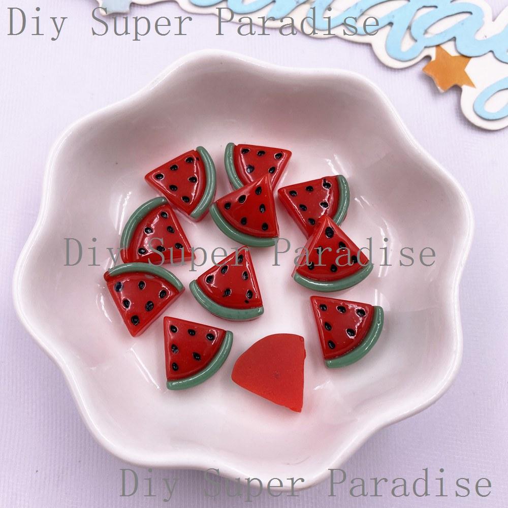 30PCS Resin Kawaii Colorful Mini Red Watermelon Strawberry Figurine Flatback Stone Decor Scrapbook DIY Bow Jewelry Making Crafts