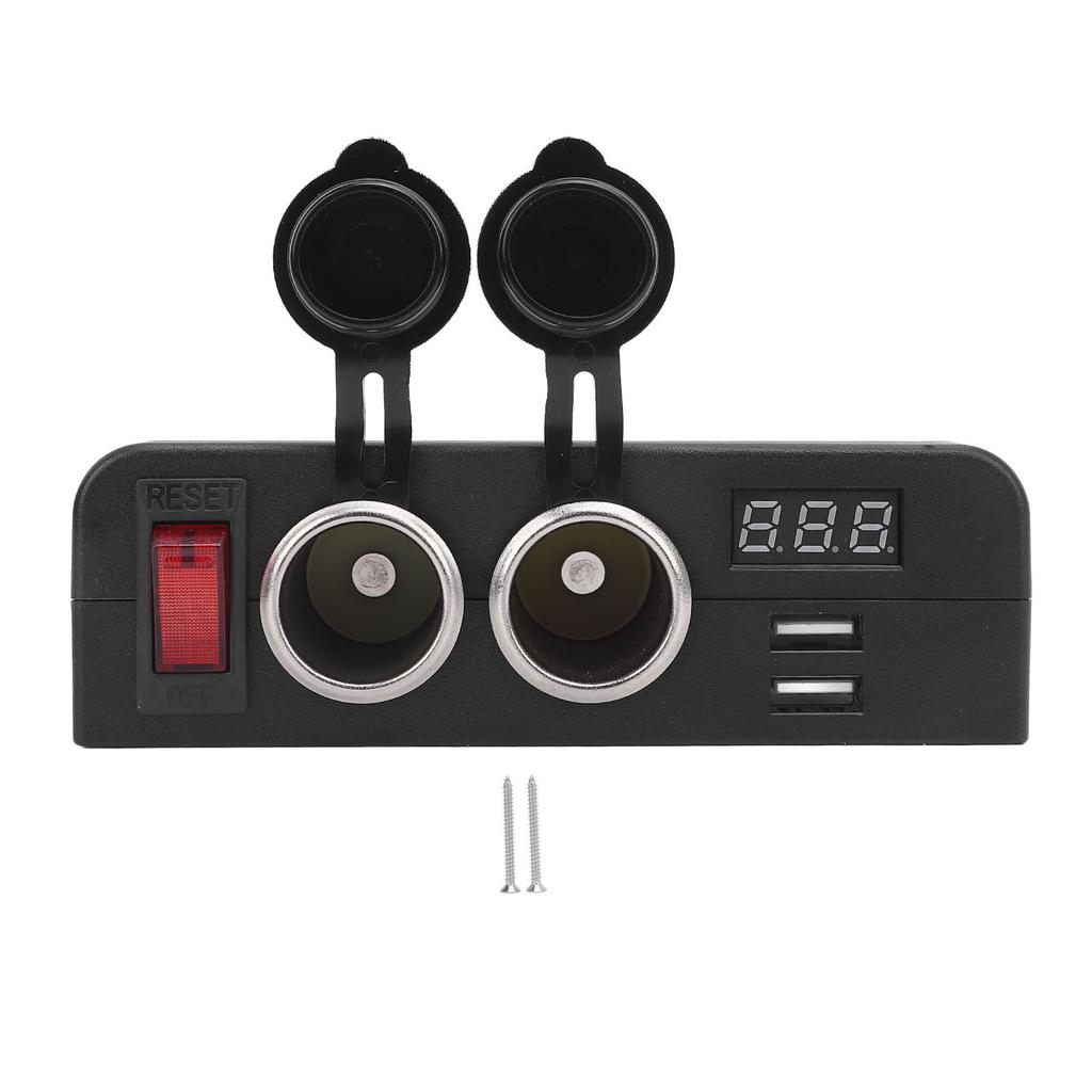 DC12 24V Cigar Lighter Socket Splitter with Digital Voltmeter Power Switch Car Power Outlet Socket USB Charger for Boat