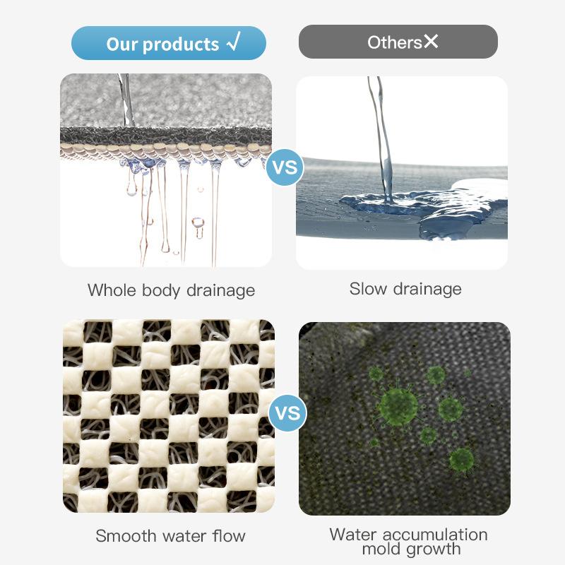 Tapis de sol en anneaux de soie pour salle de bain, Tapis antidérapant pour salle de bain, Taille de cabine de douche découpable, Tapis de pied imperméable, Anneau de soie, Séchage rapide