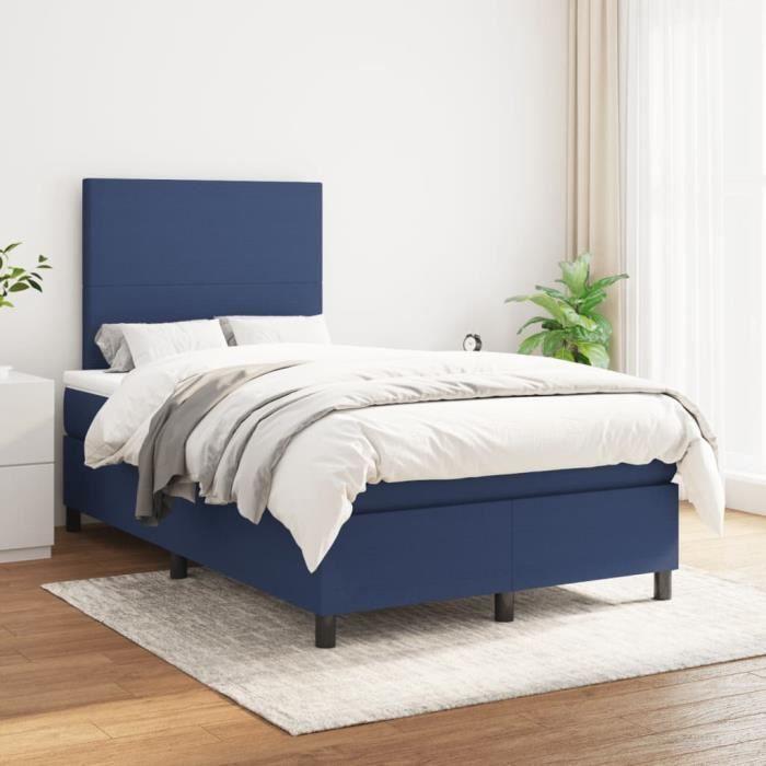 3141607 vidaXL Divan Bed with Mattress Blue 120x200 Cm Fabric