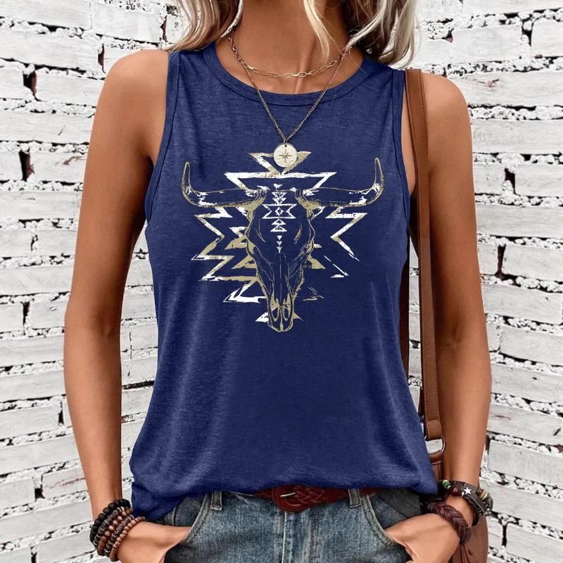Casual Summer Sleeveless Women's Loose Horn-patterned Large Vest