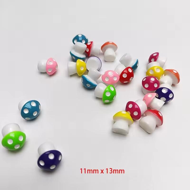 Hot Sale 100pcs Per Bag Small Colored 3D Mushroom Resin Charms Artifical Style for Keychain and Earring Souvenir