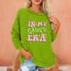 Women's Fashionable Round Neck Long Sleeved Christmas Printed Loose Plush Warm Pullover Top