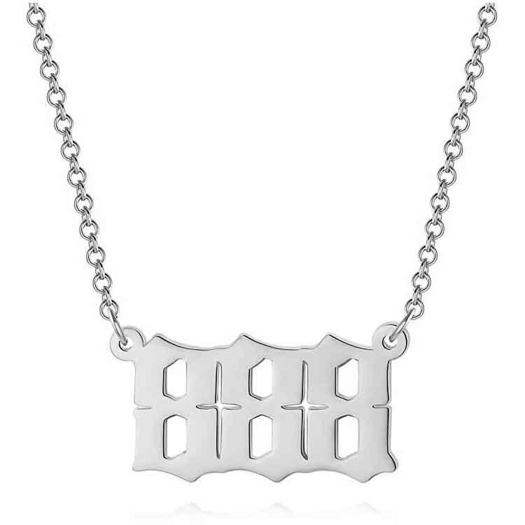 Stainless Steel Angel Number Lucky Numbers Necklaces 111 222 333 444 555 777 888 999 666 000 Women Pendant Necklace
