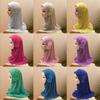Elastic Children Hijabs Solid Flowers Head Islamic Scarf Shawls  2 To 7 Years Girls