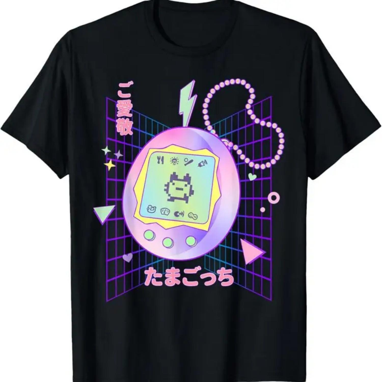 

Cute 90S Pastel T Shirt Japanese Virtual Pet S чёрный