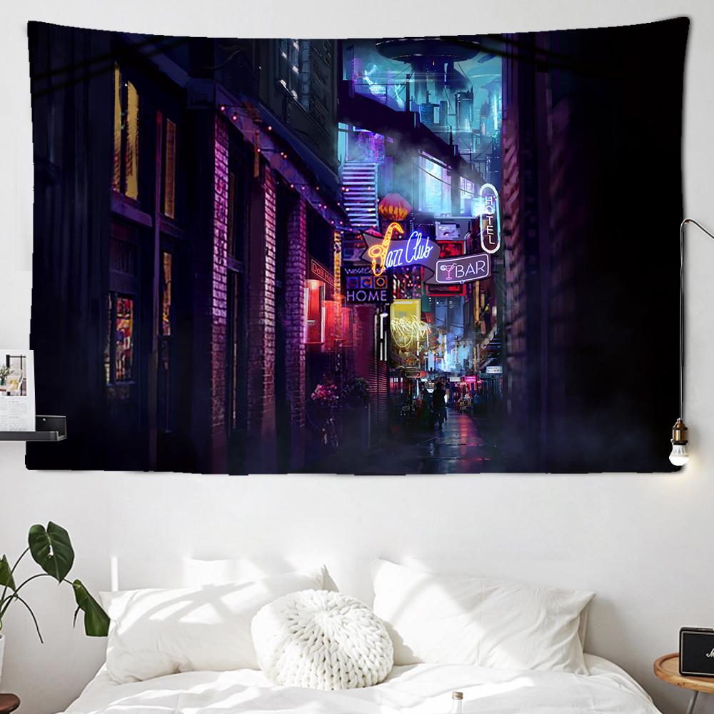 Cyberpunk Future Steam City Tapisserie Kunst Psychedelic Galaxy Tapisserie Hippie Retro Home Wohnzimmer Wanddekoration