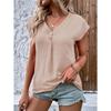 Spring Summer Women Blouse Short Sleeve Solid Color Twist Button Fashion Top