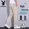 PLAYBOY Pantalon Décontracté Droit en Soie Glacée pour Homme