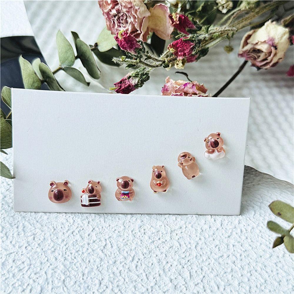 Cartoon Mini Ear Studs Transparent Capybara Stud Earring Retro Carnival