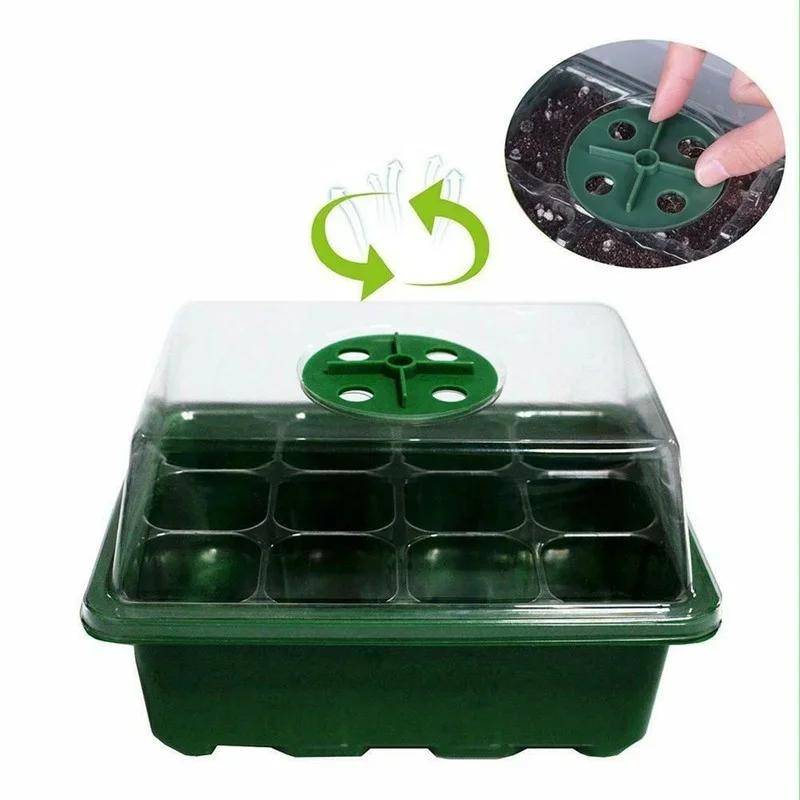 12 Hole Three-piece Plant Seed Growth Box Gardening Seeding Tray Tool Plant Pots